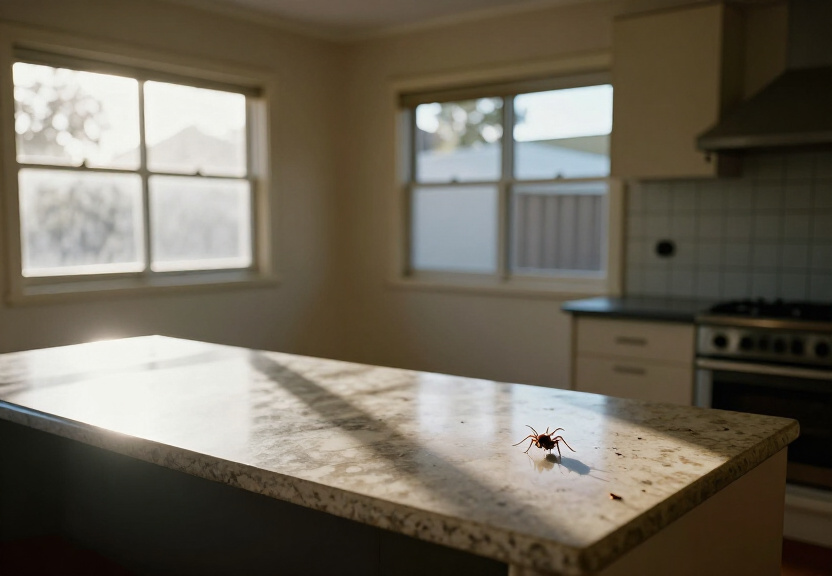 Spider webs in a Doonside storage space before treatment